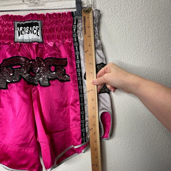 Versace Muay Thai Boxing Shorts Pink Silver Versace Medusa Patch 50 / L - Picture 15 of 16